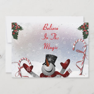 Tarjeta Festiva Navidades Snowman creen en el invierno mágico