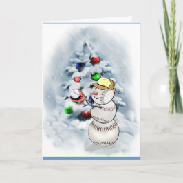 Tarjeta Festiva Navidades Snowman de Béisbol