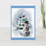 Tarjeta Festiva Navidades Snowman de la pelota de fútbol<br><div class="desc">El muñeco de nieve de Cute Soccer tiene la esperanza de que tus vacaciones estén pateando. Navidades divertidos,  artículos e ideas de regalo para los amantes del fútbol en su lista de compras de vacaciones!</div>