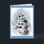Tarjeta Festiva Navidades Snowman de la pelota de fútbol<br><div class="desc">El muñeco de nieve de Cute Soccer tiene la esperanza de que tus vacaciones estén pateando. Navidades divertidos,  artículos e ideas de regalo para los amantes del fútbol en su lista de compras de vacaciones!</div>