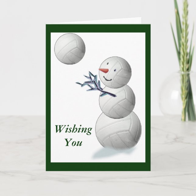 Tarjeta Festiva Navidades Snowman de voleibol (Anverso)