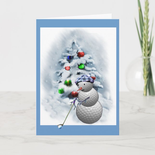 Tarjeta Festiva Navidades Snowman del Golf Ball (Anverso)