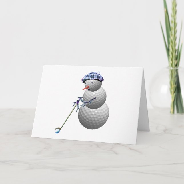 Tarjeta Festiva Navidades Snowman del Golf Ball (Anverso)