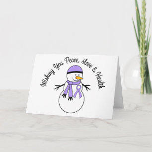 Tarjeta Festiva Navidades Snowman General Cancer Ribbon