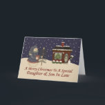 Tarjeta Festiva Navidades Snowman Hija Especial E Hijo De Derecho<br><div class="desc">tarjeta</div>