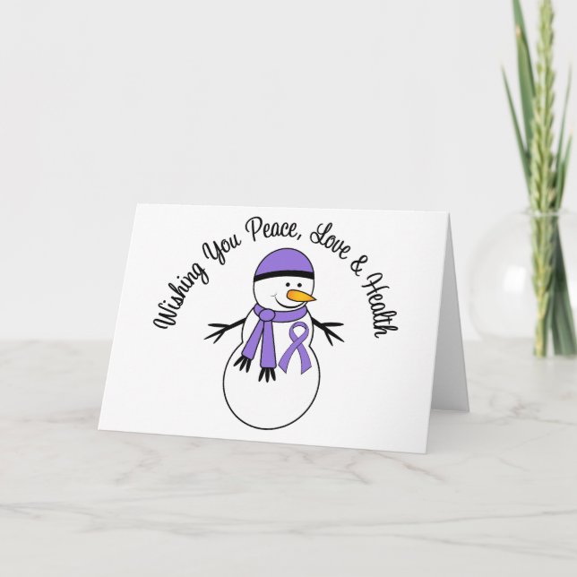 Tarjeta Festiva Navidades Snowman Hodgkins Lymphoma Ribbon (Anverso)