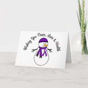 Tarjeta Festiva Navidades Snowman Pancreatic Cancbon Ribbon