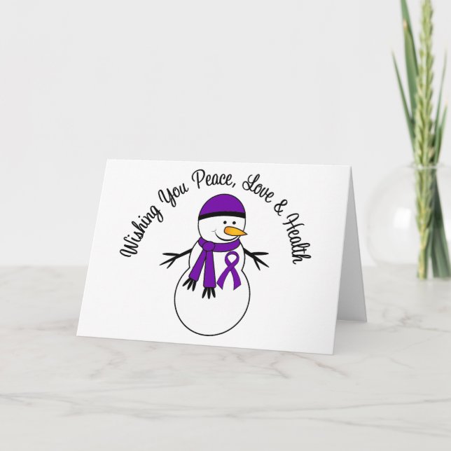 Tarjeta Festiva Navidades Snowman Pancreatic Cancbon Ribbon (Anverso)
