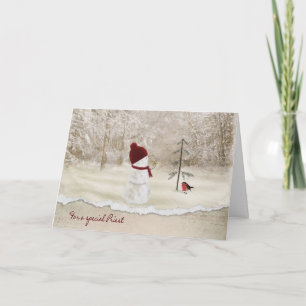 Tarjeta Festiva Navidades Snowman para sacerdote
