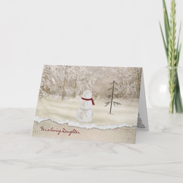 Tarjeta Festiva Navidades Snowman por hija (Anverso)