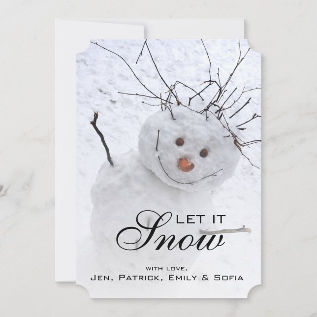 Tarjeta Festiva Navidades Snowman Sentados En Un Snowowley Al Aire (Anverso)