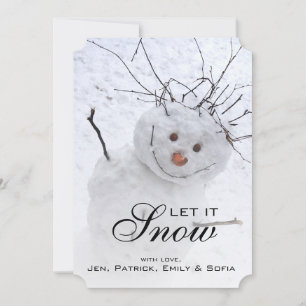 Tarjeta Festiva Navidades Snowman Sentados En Un Snowowley Al Aire