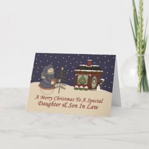 Tarjeta Festiva Navidades Snowman Una Hija Especial Y Un Hijo De D
