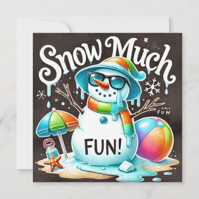 Tarjeta Festiva Navidades Snowman verano nieve mucho divertido (Anverso)