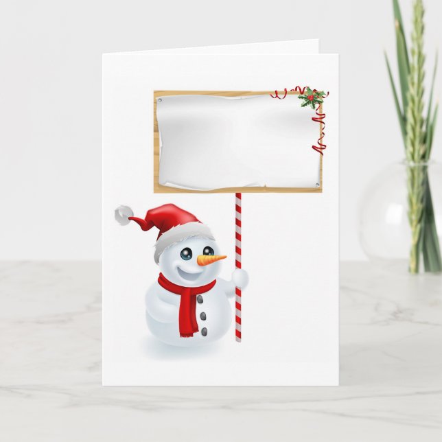 Tarjeta Festiva Navidades Snowman y Rótulo (Anverso)