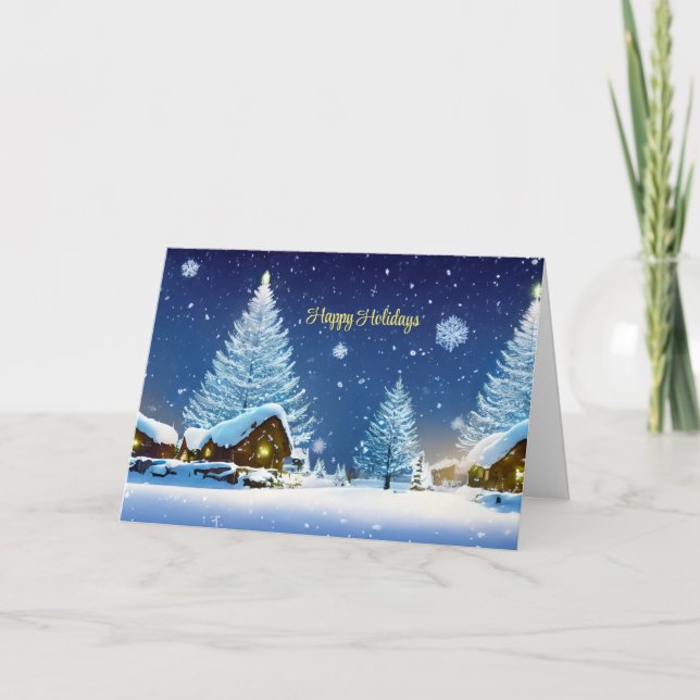 Tarjeta Festiva Navidades Snowy Pine Trees Nieve Invierno Wonderla (Anverso)