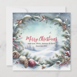Tarjeta Festiva Navidades Snowy Winter Frame