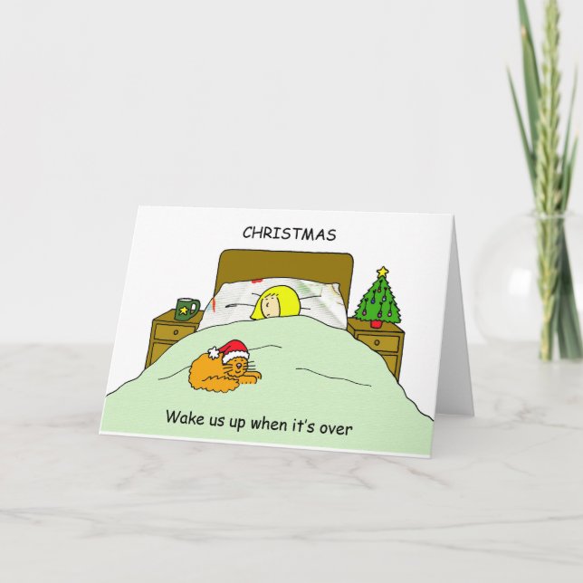 Tarjeta Festiva Navidades solos con el Personalizado del gato (Anverso)