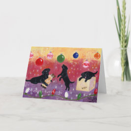 Tarjeta Festiva Navidades soñando con el labrador negro