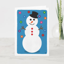 Tarjeta Festiva Navidades sonriendo Snowman