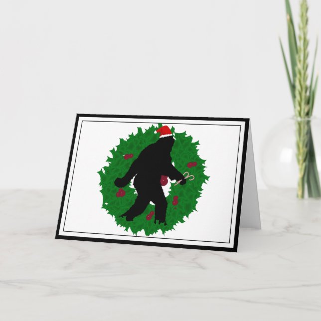 Tarjeta Festiva Navidades Squatchin' Wreath (Anverso)