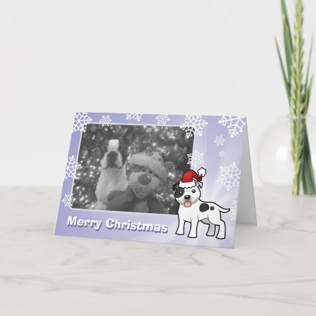 Tarjeta Festiva Navidades Staffordshire Bull Terrier (Anverso)