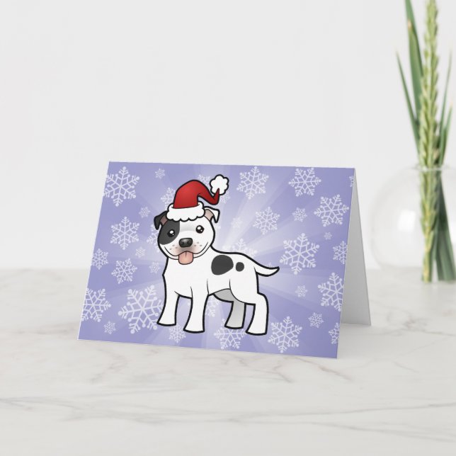 Tarjeta Festiva Navidades Staffordshire Bull Terrier (Anverso)
