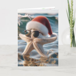 Tarjeta Festiva Navidades Starfish En Agua Poco Profunda