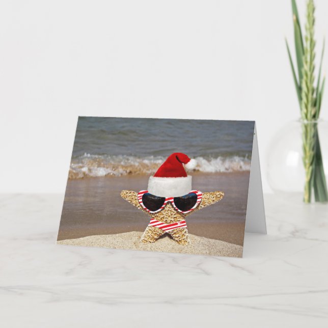Tarjeta Festiva Navidades Starfish en vacaciones (Anverso)
