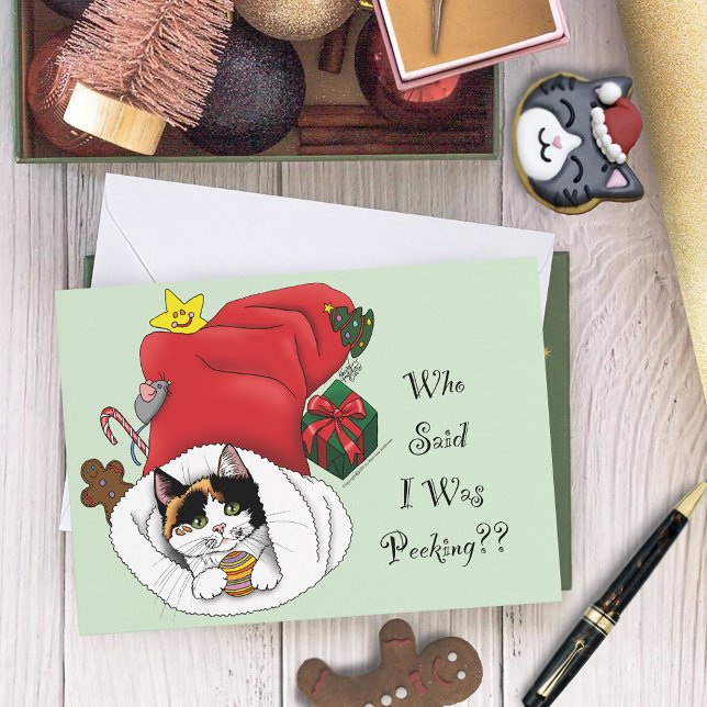 Tarjeta Festiva Navidades Stocking Cute Calico Kitten (Subido por el creador)