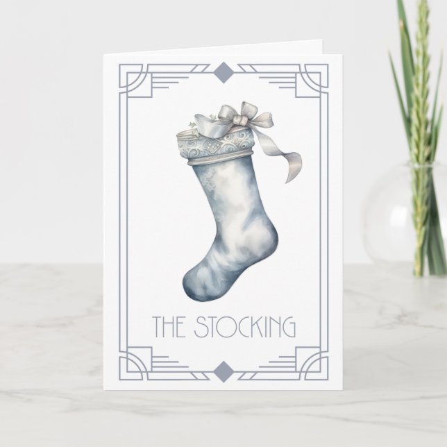 Tarjeta Festiva Navidades Stocking Holiday Card (Anverso)