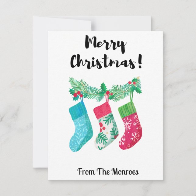 Tarjeta Festiva Navidades Stocking Holiday Card (Anverso)