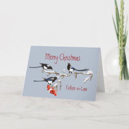Tarjeta Festiva Navidades suegros amables como aves urracas