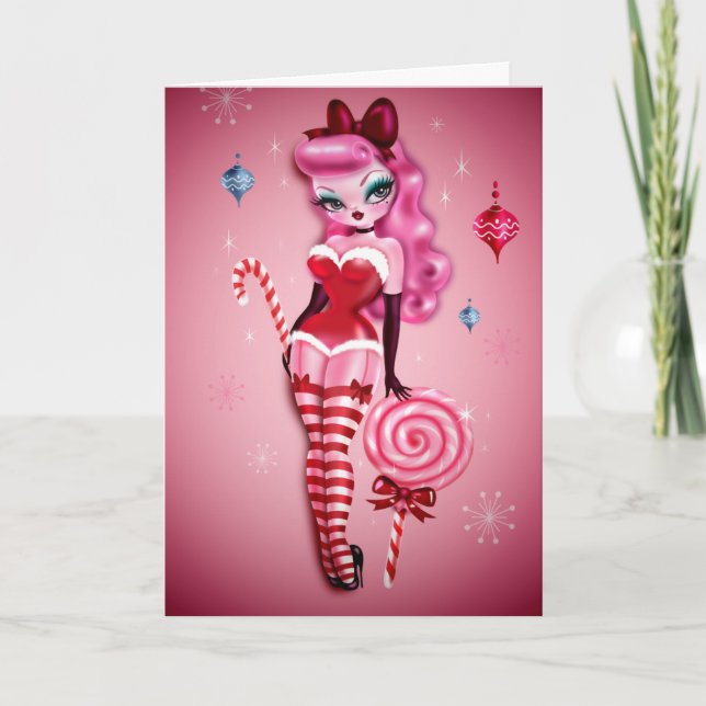 Tarjeta Festiva Navidades Sugar Doll Pin Up (Anverso)
