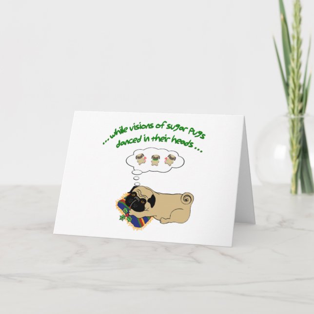 Tarjeta Festiva Navidades Sugar Pug (Anverso)