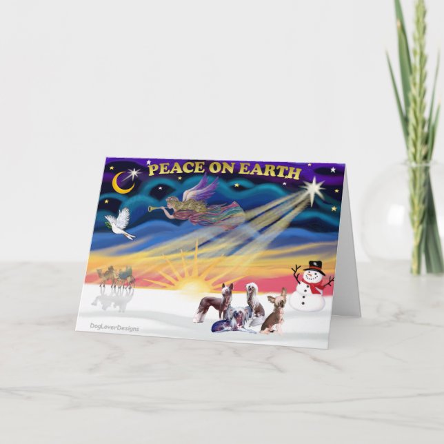 Tarjeta Festiva Navidades Sunrise - Chinas Cresteds (cuatro) (Anverso)