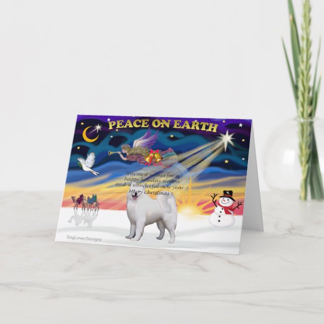 Tarjeta Festiva Navidades Sunrise - Samoyed (Anverso)