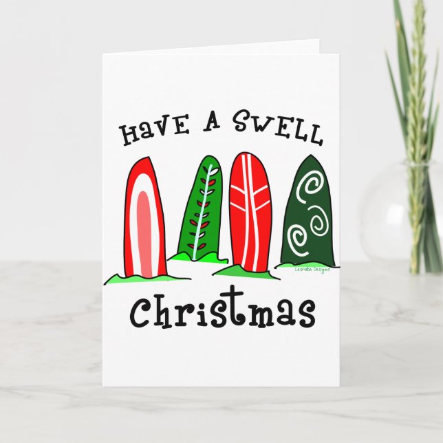 Tarjeta Festiva Navidades surfistas (Anverso)