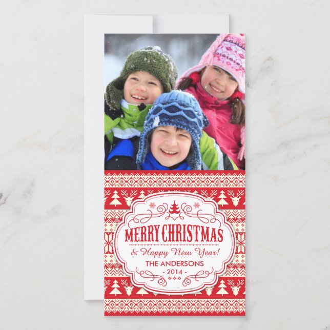 Tarjeta Festiva Navidades Sweater Pattern Holiday Picture (Anverso)