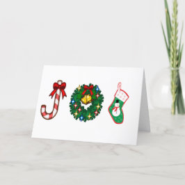 Tarjeta Festiva Navidades Sweet Stick Wreath Snowman Sock Xmas Joy