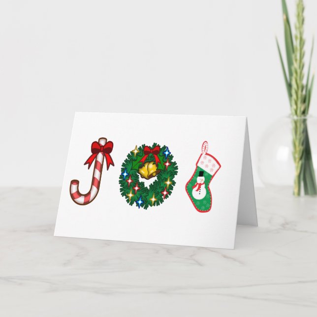 Tarjeta Festiva Navidades Sweet Stick Wreath Snowman Sock Xmas Joy (Anverso)