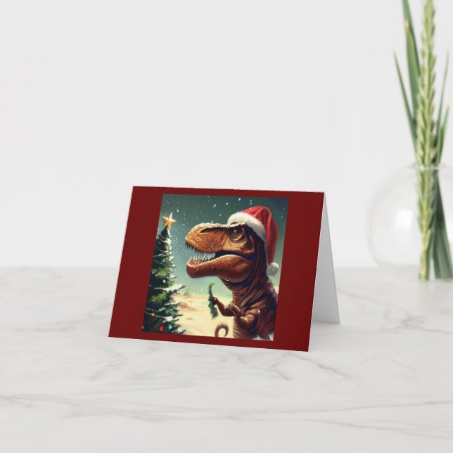 Tarjeta Festiva Navidades T-Rex 4 (Anverso)