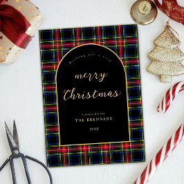 Tarjeta Festiva Navidades Tartán elegante moderno