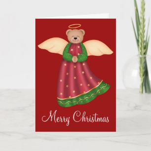 Tarjeta Festiva Navidades Teddy Bear Angel Greeting Card d2