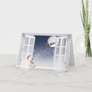 Tarjeta Festiva Navidades Teddy Bear In Window