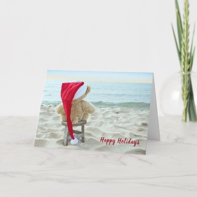 Tarjeta Festiva Navidades Teddy Bear Miss You (Anverso)