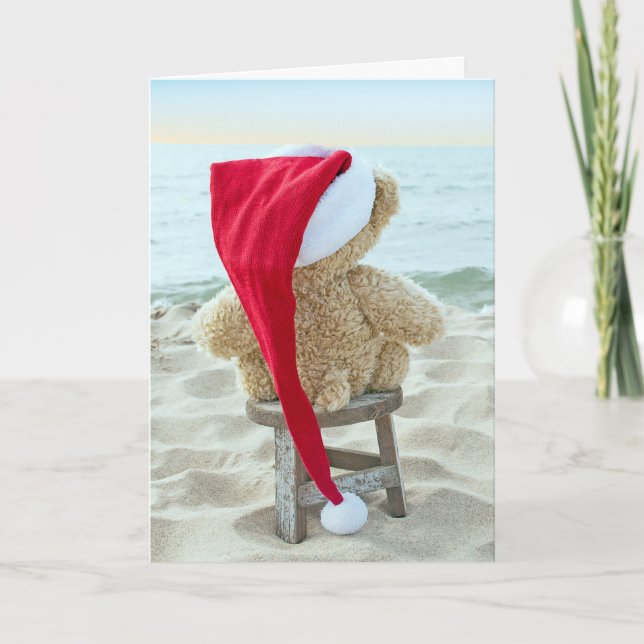 Tarjeta Festiva Navidades Teddy Bear Miss You Holiday Card (Anverso)