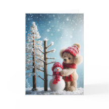 Navidades Teddy Oso con un muñeco de nieve