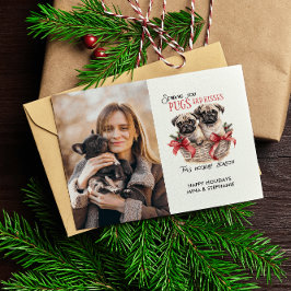 TARJETA FESTIVA NAVIDADES TEMÁTICOS DEL PERRO KISESS FOTO ÚNICA