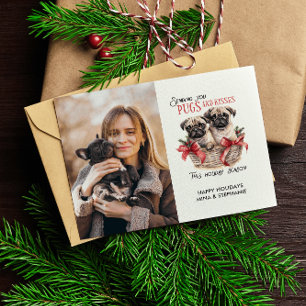 TARJETA FESTIVA NAVIDADES TEMÁTICOS DEL PERRO KISESS FOTO ÚNICA